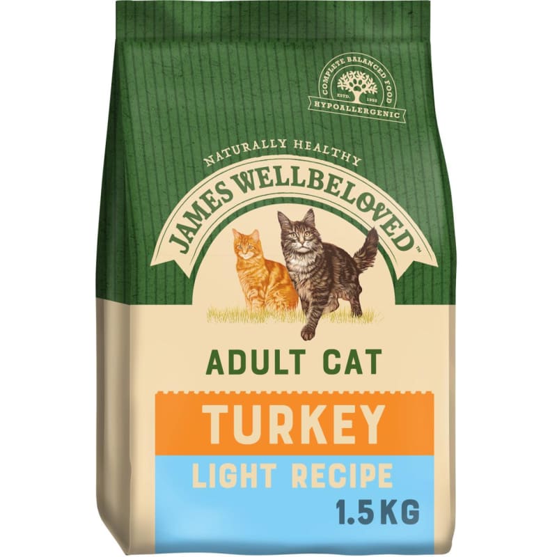 James Wellbeloved Gluten free Light Adult Dry Cat Food Turkey Rice 1.5kg Turkey