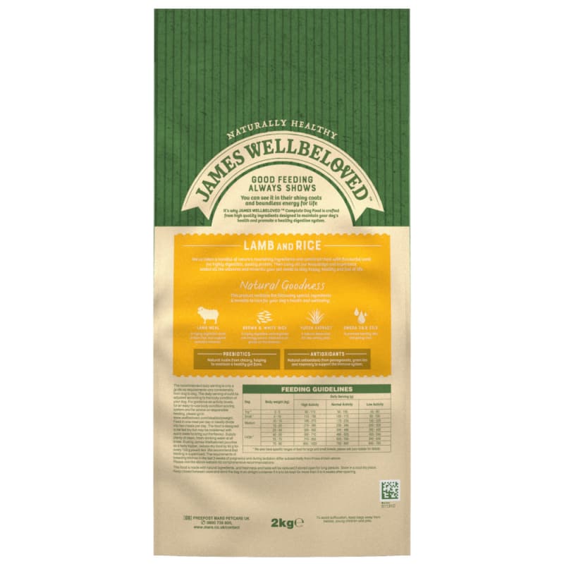 James wellbeloved dog food senior lamb and rice kibble clearance 15kg