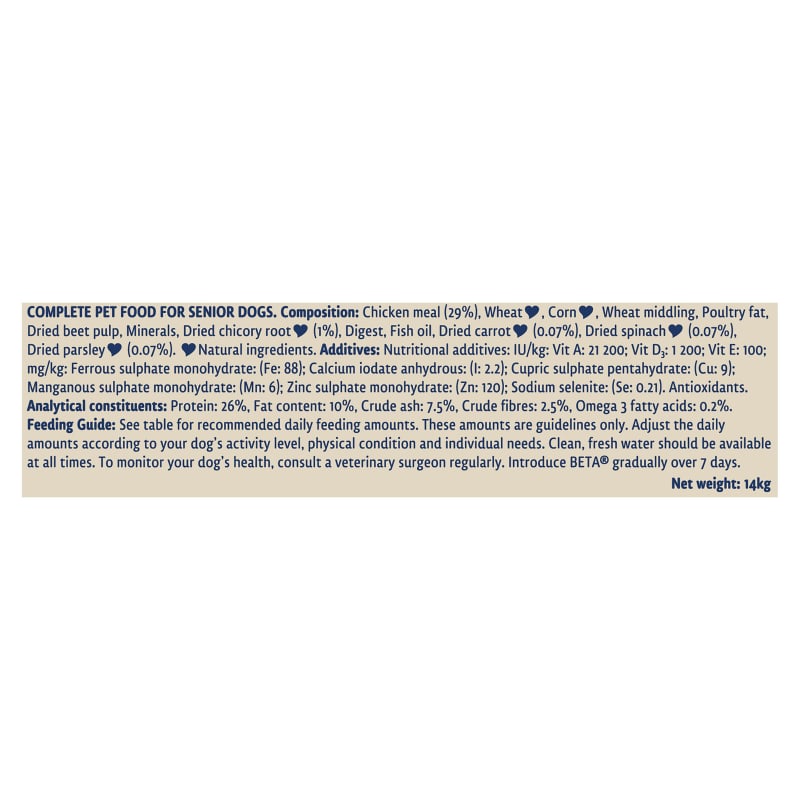 Beta dog food senior discount