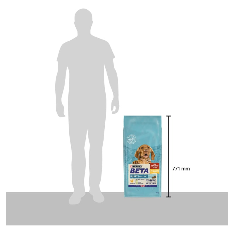 Purina beta puppy food best sale feeding chart