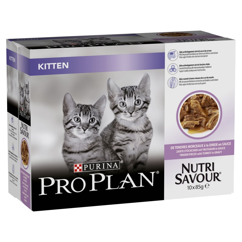 Purina Pro Plan NutriSavour Kitten Wet Cat Food Turkey in Gravy 10 x 85g Turkey