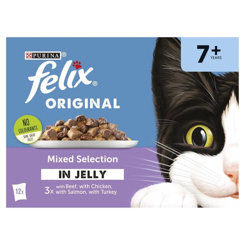 Felix Original Senior Wet Cat Food Mixed Selection in Jelly 12 x 100g Mixed Selection in Jelly