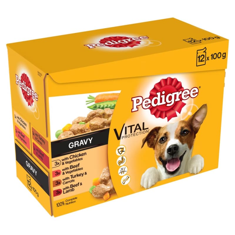 Pedigree Adult Wet Dog Food in Pouches Mixed Selection in Gravy 12 x 100g Mixed Selection in Gravy