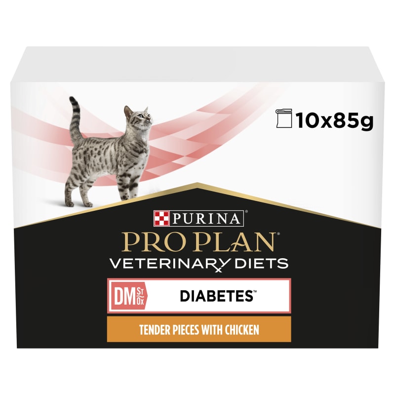 Purina Pro Plan Veterinary Diets DM Diabetes Management Adult Wet Cat Food Chicken 10 x 85g Chicken