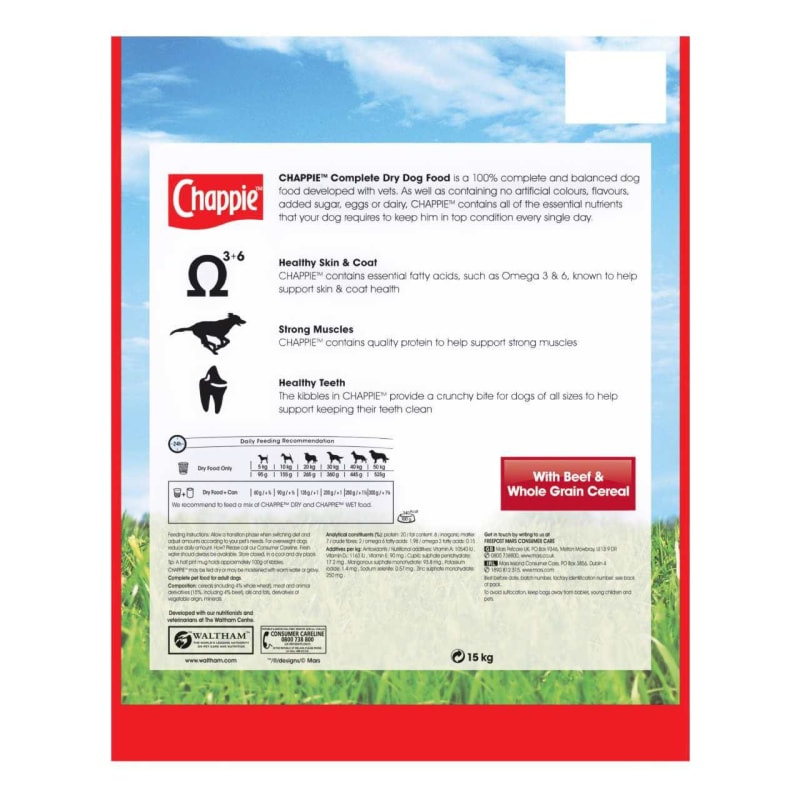 Chappie Adult Dry Dog Food Beef Pet Supermarket