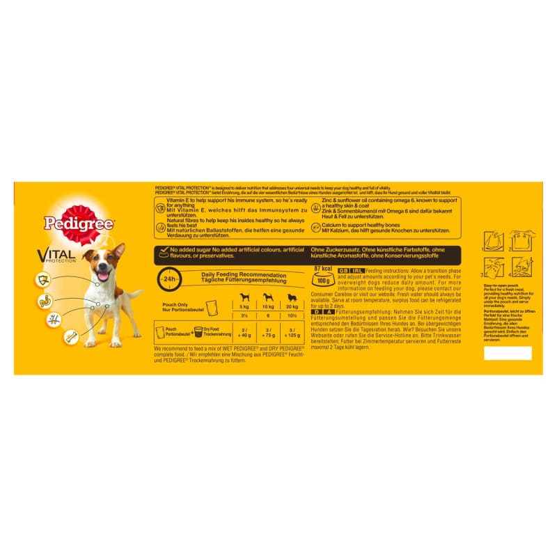 Pedigree Pouch Puppy Soft Wet Dog Food Morsels In Sauce With Beef 3.5 Oz Pouch