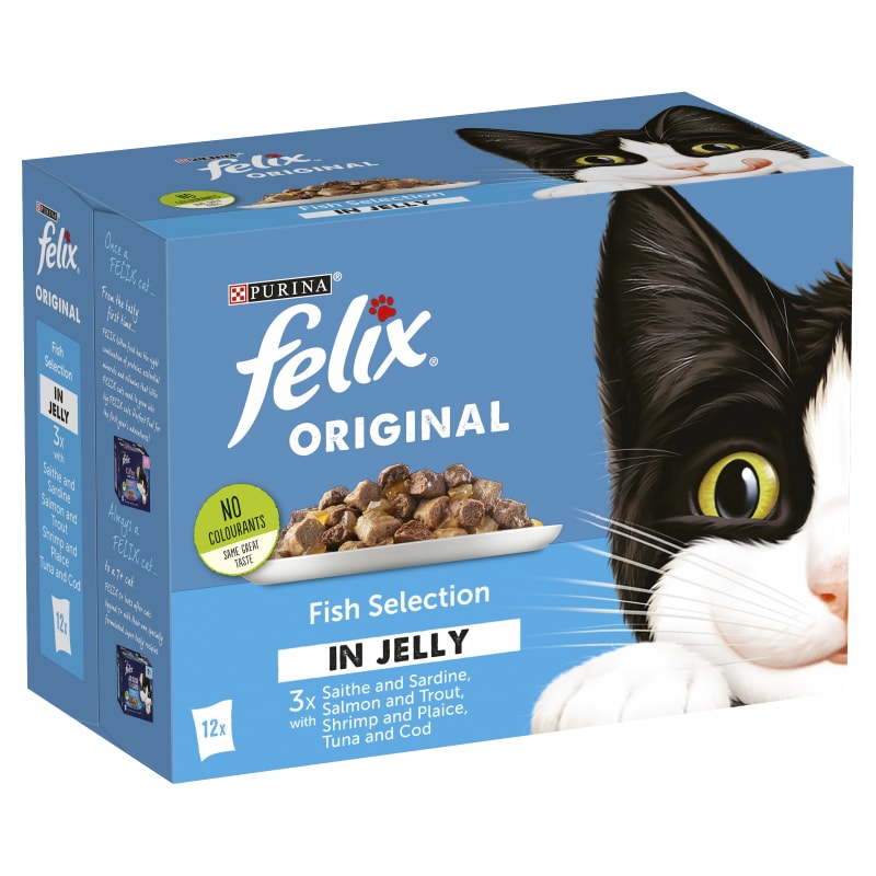 Felix Original Adult Wet Cat Food Fish Seletion in Jelly 12 x 100g Fish Selection in Jelly