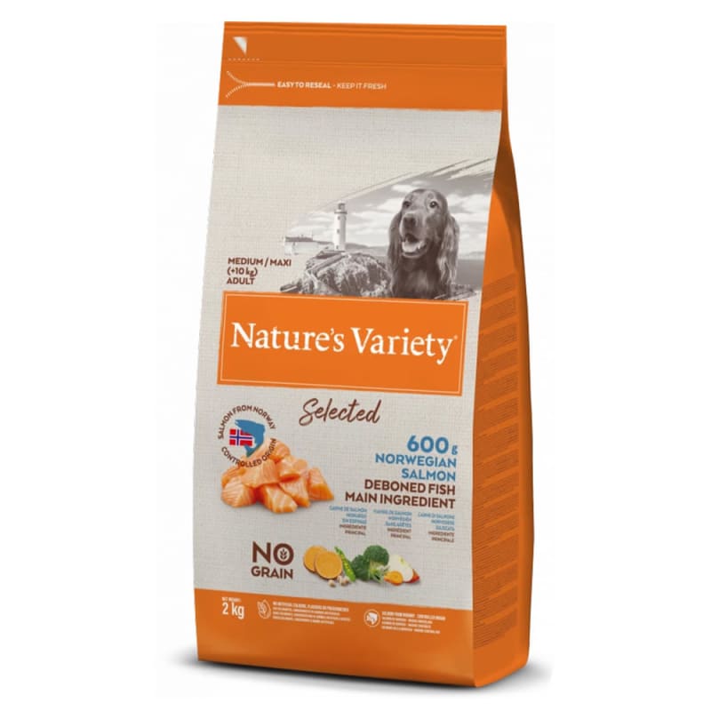 Nature s Variety Selected Grain free Medium and Large Adult Dry Dog Food Salmon 2kg Salmon