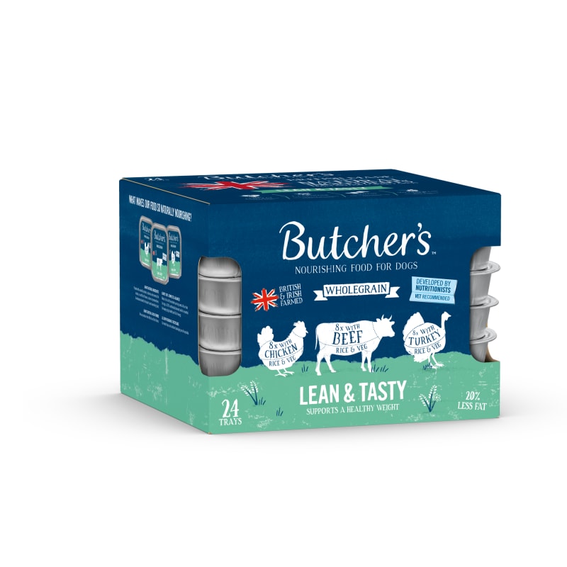 Butcher s Lean Tasty Low Fat Adult Wet Dog Food in Tray Chicken Beef Turkey 12 x 150g Beef Chicken Turkey