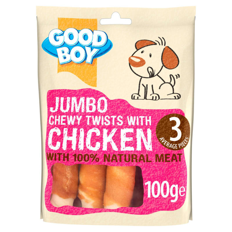 Good Boy Jumbo Chewy Twists Dog Treats Chicken 100g Chicken