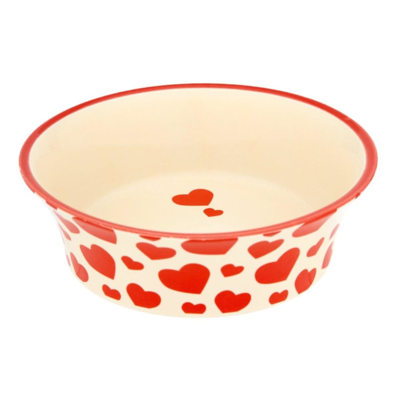 Petface Ceramic Red Heart Cat Bowl Pet Supermarket