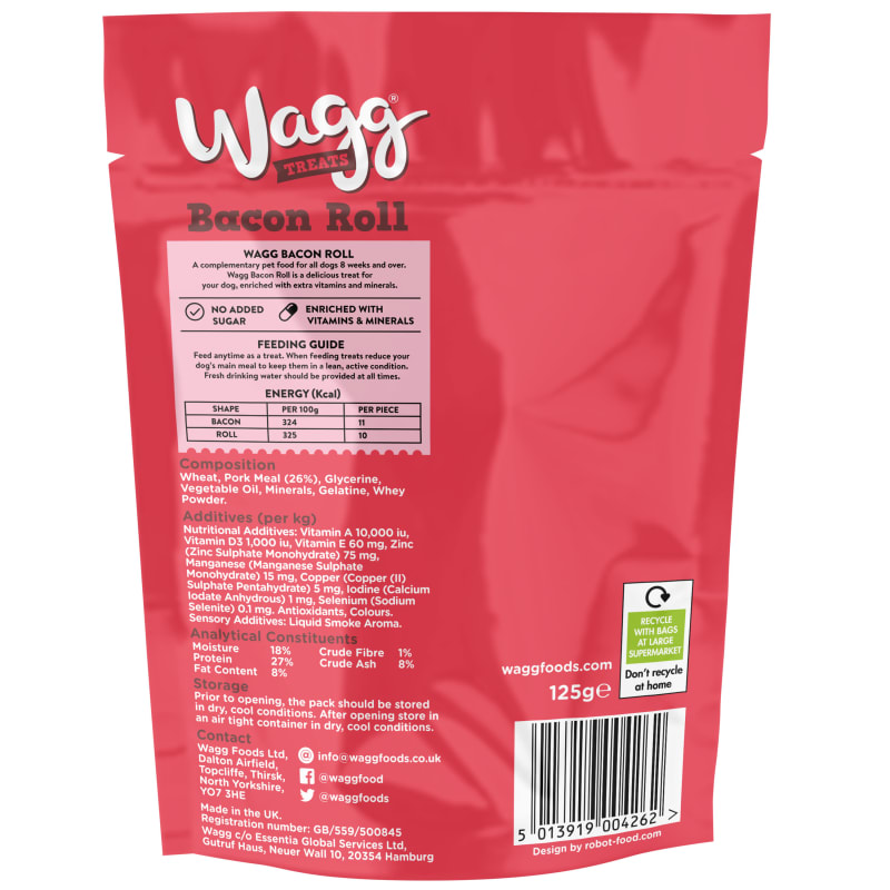 Wagg Tasty Bites Bacon Roll Dog Pet Supermarket