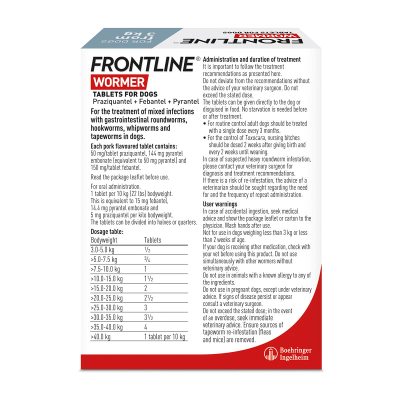Frontline Wormer Flavoured Tablets Pet Supermarket
