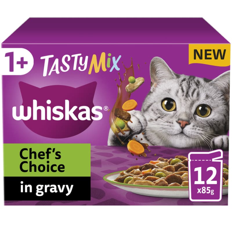 Whiskas 1 Cat Pouches Tasty Mix Chefs Choice In Gravy 40 x 85g