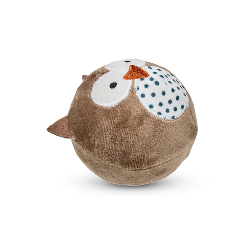 Petface Round Owl Plush Ball Brown Pet Supermarket