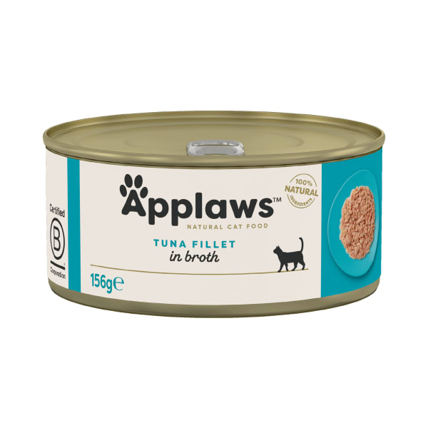 Image of Applaws Natural Wet Cat Food - Tuna Fillet & Cheese, 24 x 156g - Tuna Fillet