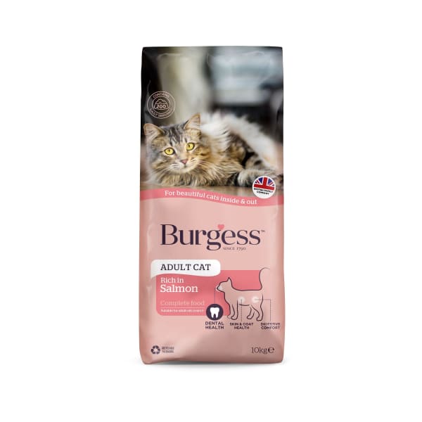 Image of Burgess Complete Adult Chicken & Duck Cat Food, 1.5kg - Salmon