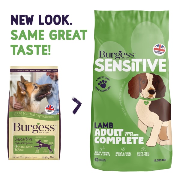 Image of Burgess Sensitive Hypoallergenic Adult Complete Dry Dog Food - Lamb & Rice, 12.5kg