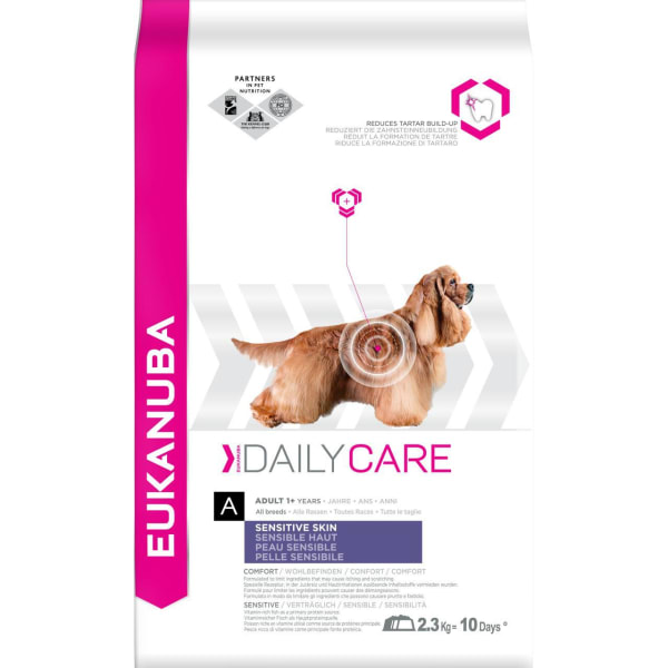 Image of Eukanuba Daily Care Sensitive Skin Adult +1 Dry Dog Food, 12kg