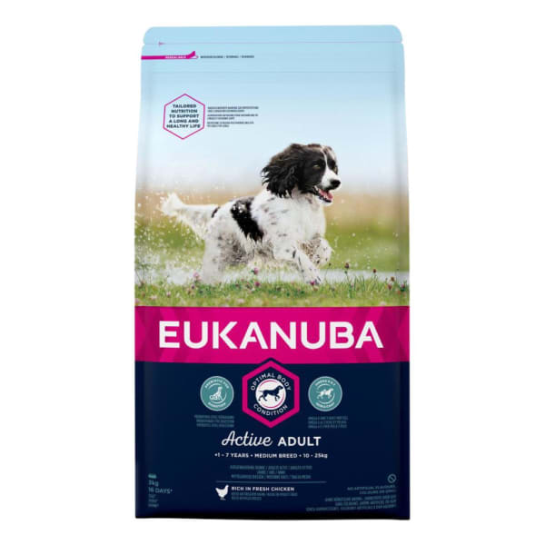 Image of Eukanuba Adult Medium Breed Dry Dog Food - Chicken, 3kg - Chicken