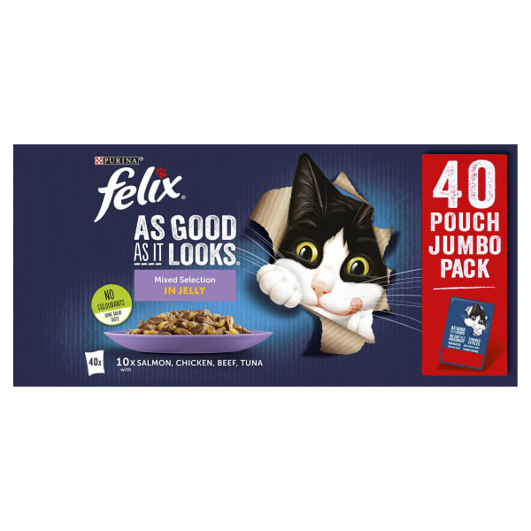 Image of Felix As Good As It Looks, 40 x 100g - Favourites Selection (Beef, Chicken, Salmon & Tuna)