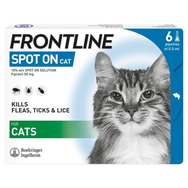 Image of Frontline Spot On Flea & Tick Treatment for Cats, 6 Pipettes