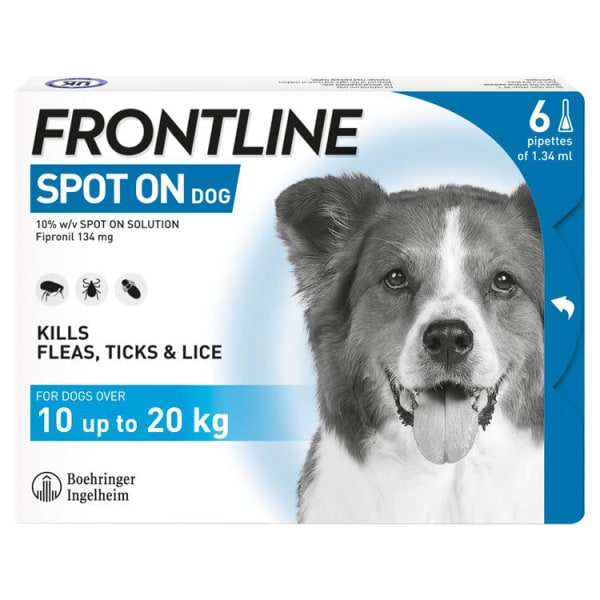 Image of Frontline Spot On Flea & Tick Treatment for Medium Dogs (10-20kg), 6 Pipettes
