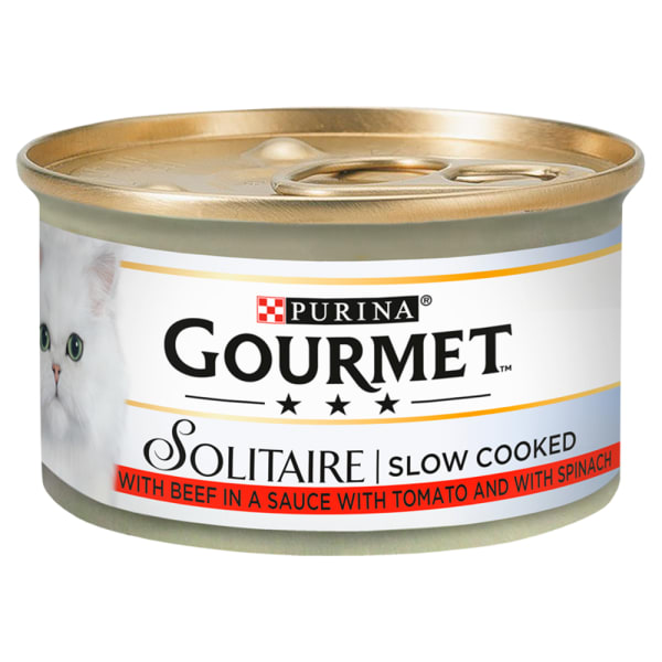 Image of Gourmet Solitaire Adult Wet Cat Food - Beef in Tomato Sauce, 12 x 85g - Beef in Tomato Sauce