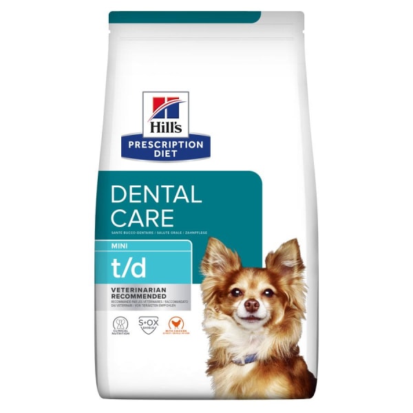 Image of Hill's Prescription Diet t/d Mini Dental Care Adult/Senior Dry Dog Food with Chicken, 3kg - Chicken