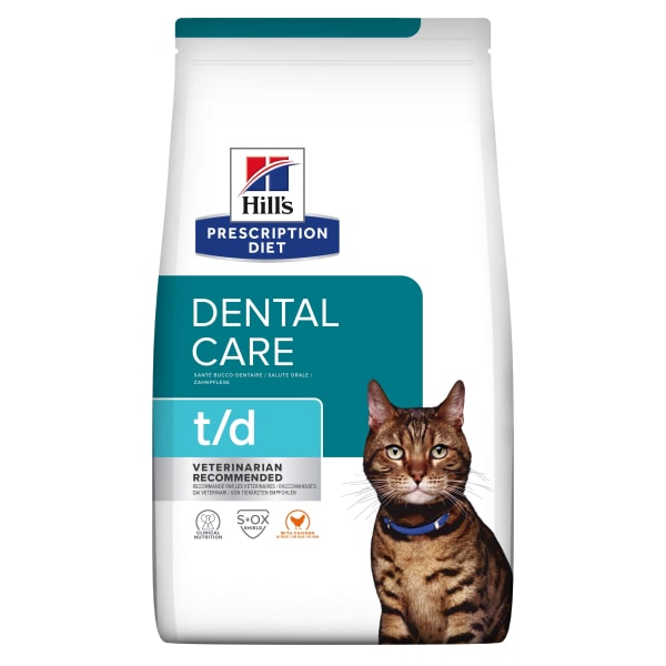 Image of Hill's Prescription Diet t/d Dental Care Adult/Senior Dry Cat Food with Chicken, 1.5kg - Chicken
