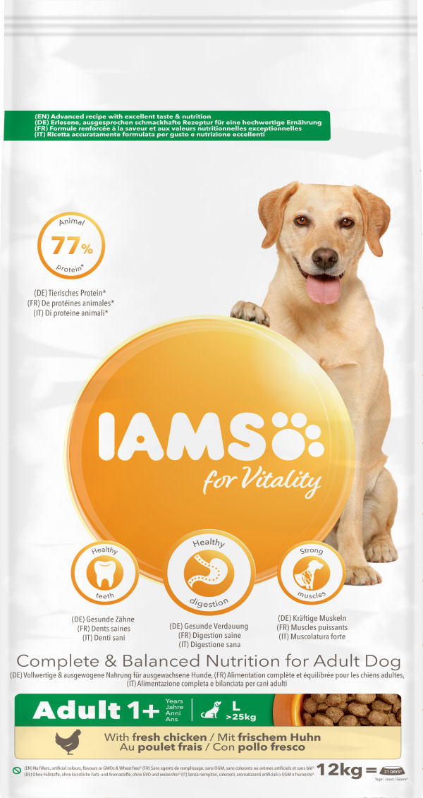 Image of Iams Vitality Large Breed Adult 1+ Dry Dog Food - Chicken, 12kg - Chicken