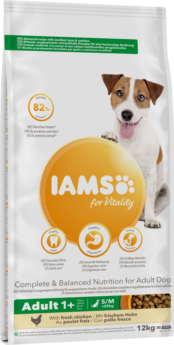 Image of Iams for Vitality Adult Small/Medium Breed Dry Dog Food - Fresh Chicken, 12kg - Chicken