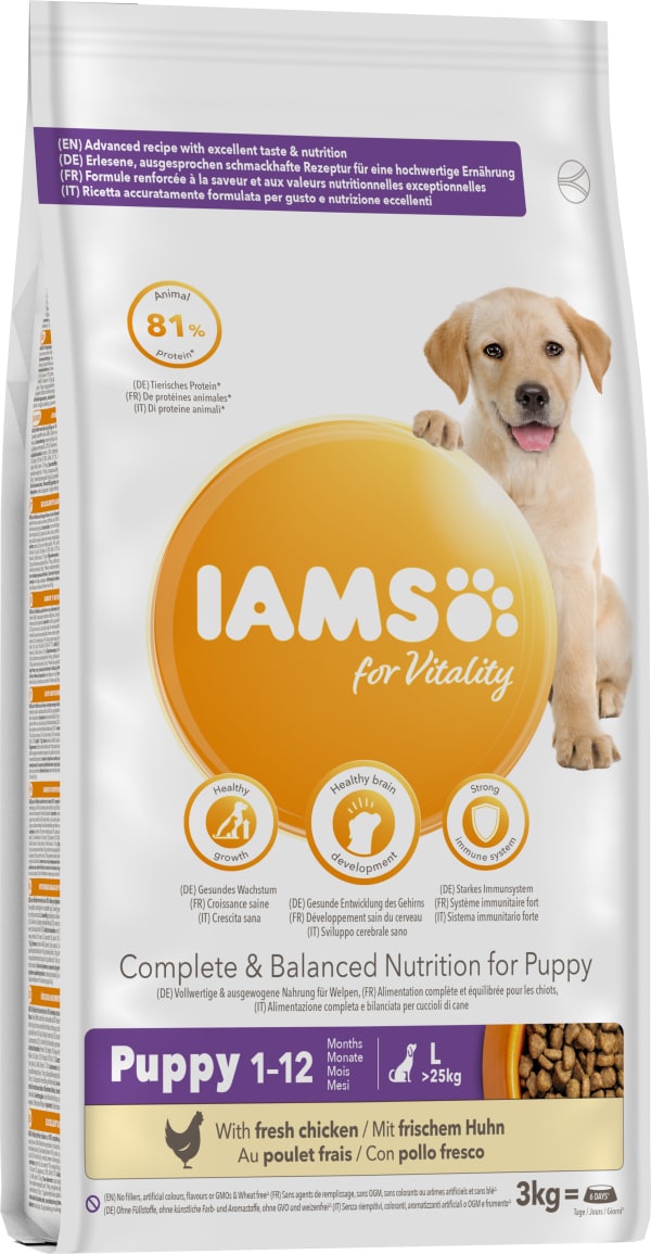 Image of Iams Vitality Puppy Large Breed Dry Dog Food - Chicken, 12kg - Chicken