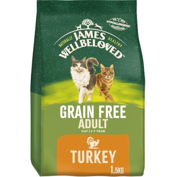 Image of James Wellbeloved Grain Free Adult Dry Cat Food - Turkey, 1.5kg - Turkey
