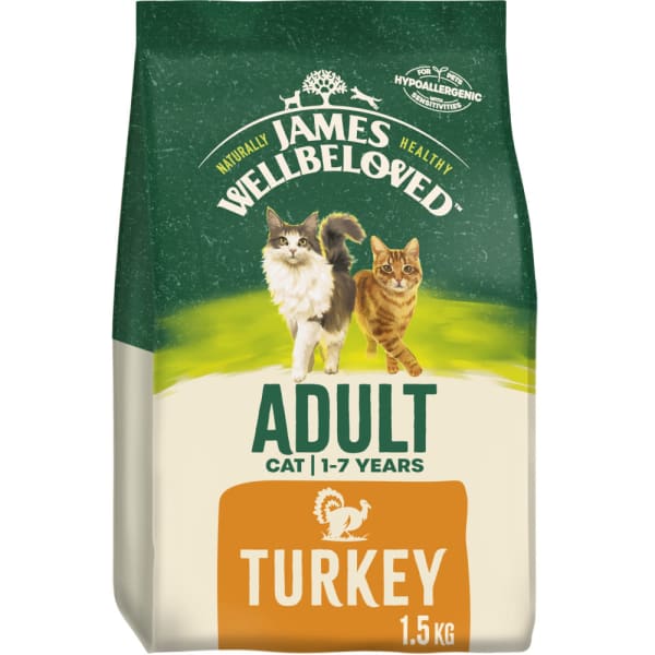 Image of James Wellbeloved Complete Adult Dry Cat Food - Turkey, 1.5kg - Turkey