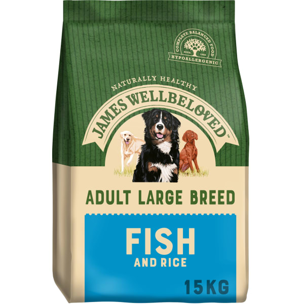 Image of James Wellbeloved Large Adult Dry Dog Food - Fish & Rice, 15kg - Fish & Rice