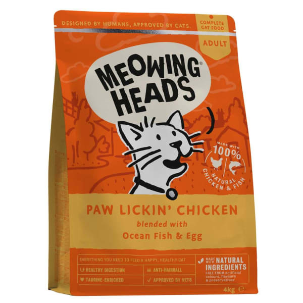 Image of Meowing Heads Paw Lickin' Chicken Adult Dry Cat Food, 4kg
