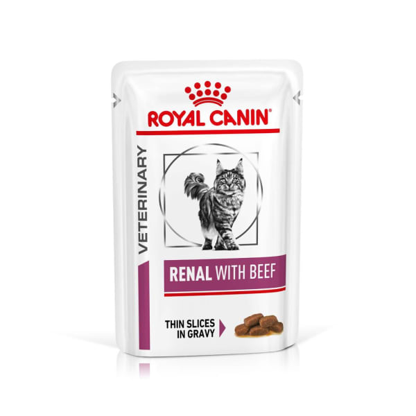 Image of Royal Canin Veterinary Diet Renal Adult Wet Cat Food - Beef, 12 x 85g - Beef