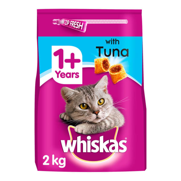 Image of WHISKAS Adult 1+ Complete Dry Cat Food, 2kg - Tuna & Vegetables
