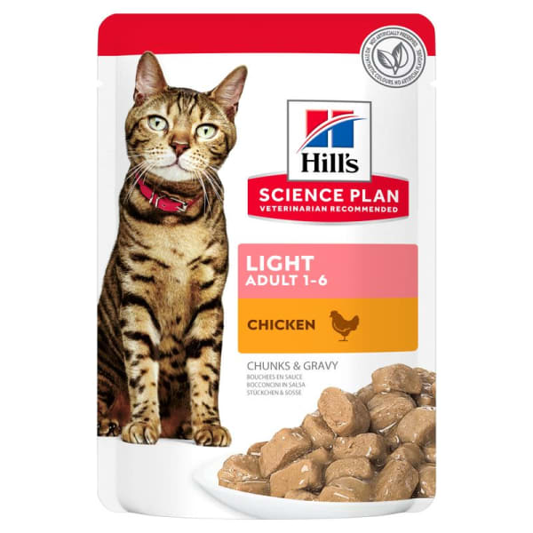Image of Hills Science Plan Feline Adult Light Pouches, 12 x 85g - Ocean Fish in Gravy