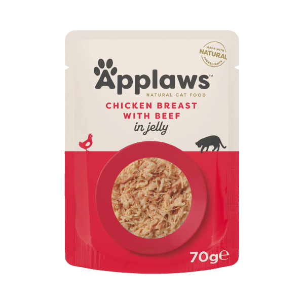 Image of Applaws Natural Wet Cat Food Jelly Pouches, 16 x 70g - Chicken & Lamb