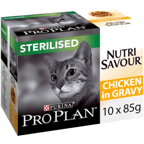 Image of Purina Pro Plan NutriSavour Sterilised Adult Wet Cat Food - Chicken in Gravy, 10 x 85g - Chicken in Gravy