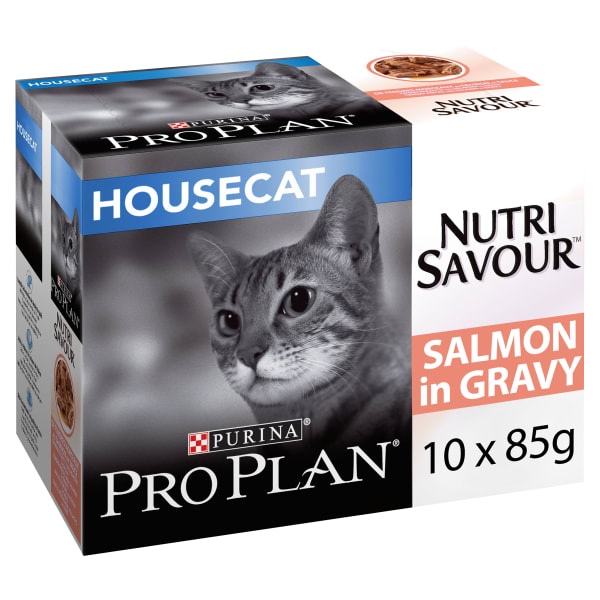 Image of Purina Pro Plan NutriSavour Housecat Adult Wet Cat Food - Salmon in Gravy, 10 x 85g - Salmon in Gravy