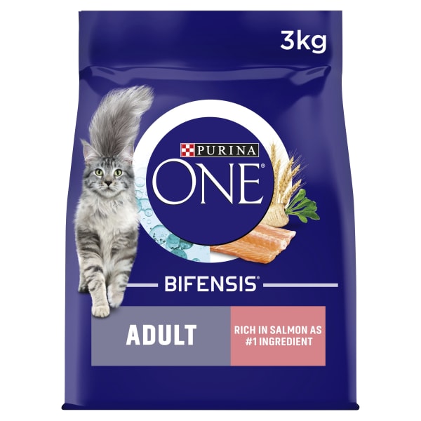 Image of Purina ONE Adult Dry Cat Food - Salmon & Whole Grains, 3kg - Salmon & Whole Grains