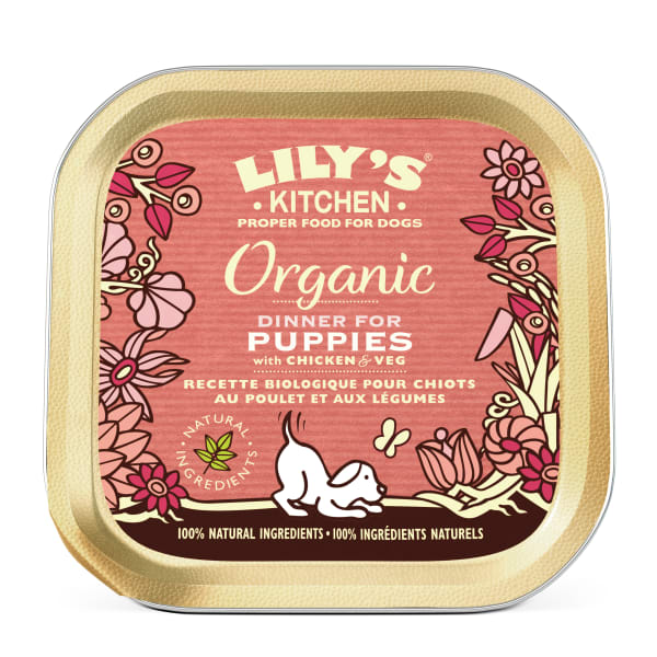Image of Lily's Kitchen Organic Dinner for Puppies Wet Dog Food - Chicken & Vegetables, 11 x 150g - Chicken & Vegetables