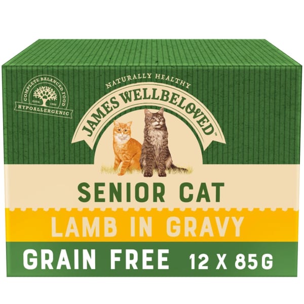 Image of James Wellbeloved Grain Free Senior Cat Wet Food Pouch - Lamb, 12 x 85g - Lamb