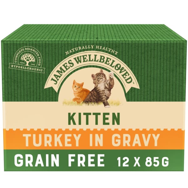 Image of James Wellbeloved Grain Free Kitten Cat Wet Food Pouch - Turkey, 12 x 85g - Turkey, Trout, Duck & Game