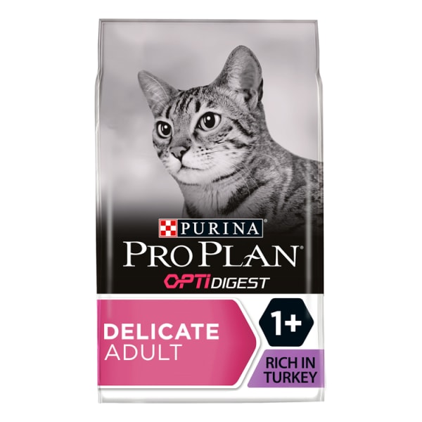 Image of Purina Pro Plan Delicate Optirenal Rich Adult Cat Dry Food - Turkey & Rice, 1.5kg - Turkey & Rice