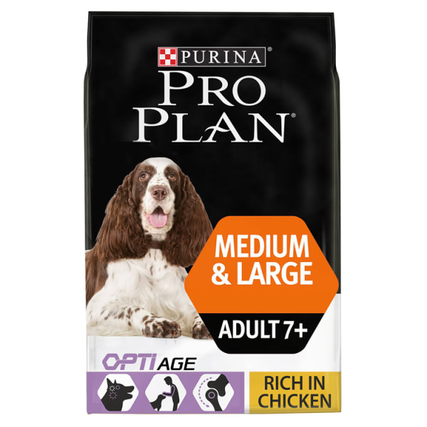 Image of Purina Pro Plan Opti Age Medium & Large Adult 7+ Dry Dog Food - Chicken, 3kg - Chicken