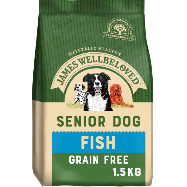 Image of James Wellbeloved Grain Free Senior Dry Dog Food - Fish & Vegetables, 1.5kg - Fish & Vegetables